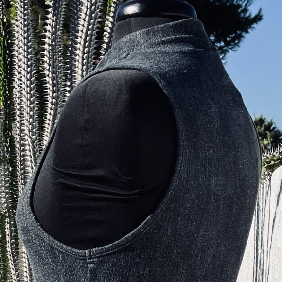 SAGA Dress Made in Italy Maxi Mock Turtle sleeveless blue/grey Florence split - Picture 9 of 10